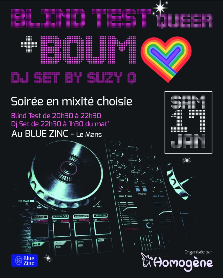 blind test queer, Au Bar le Blue Zinc, Samedi 17 janvier2026